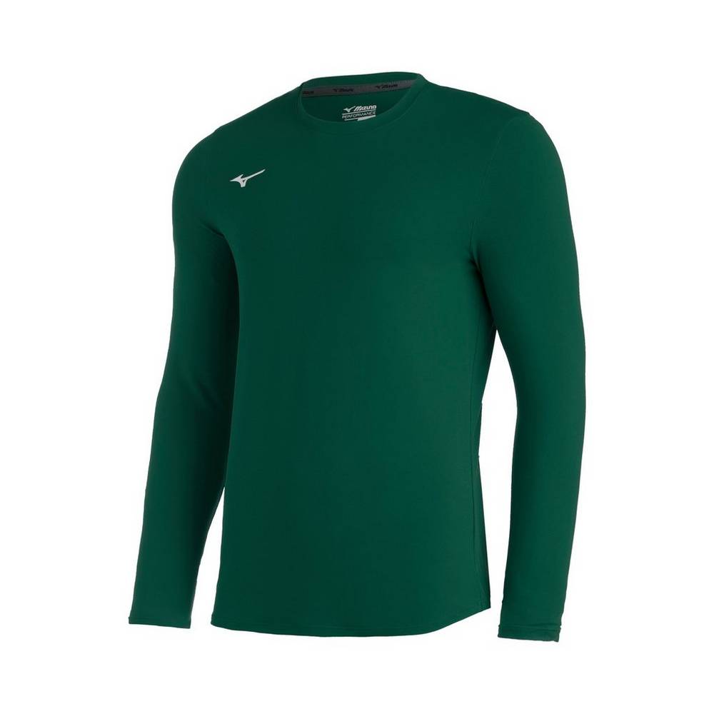 Mizuno Comp Diamond Long Sleeve Crew Férfi Futópóló Zöld MOB873249